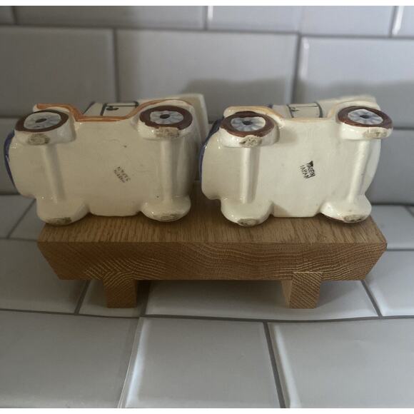 Vintage Ceramic Car Planters 5 x 3 x 3, Trinket Holders Decor Blue Yellow White - Picture 5 of 8